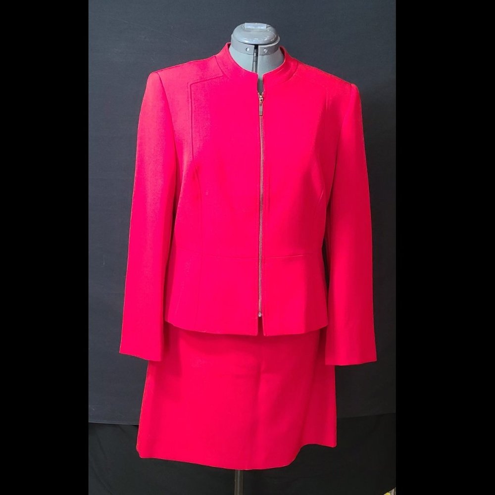 Red Skirt Suit By Tahari Size 14P
